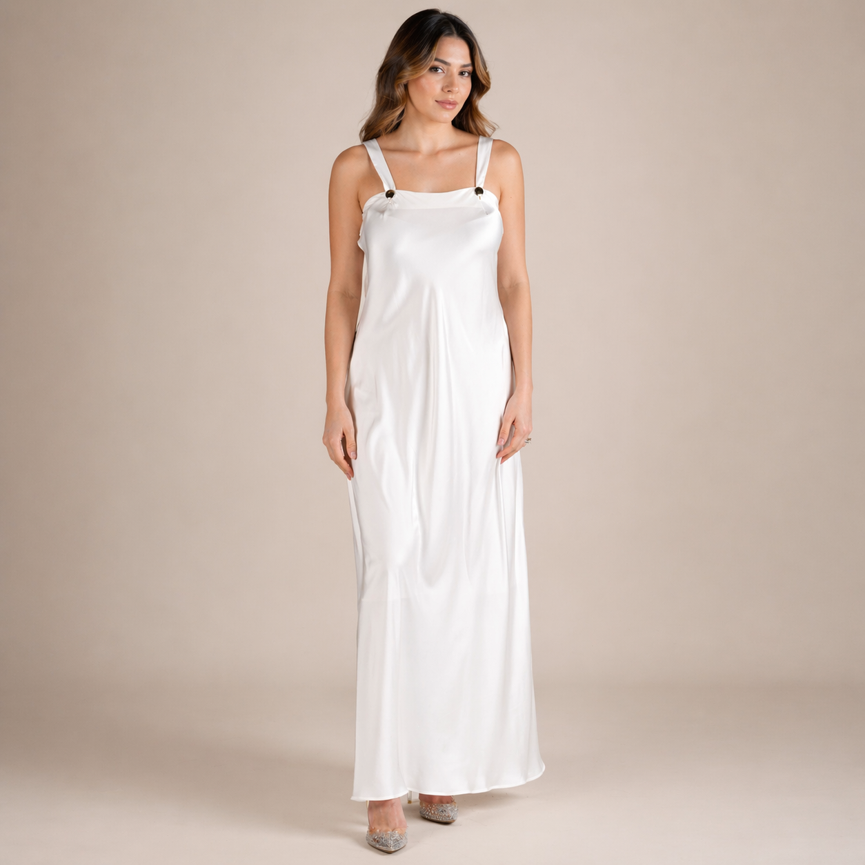 White Pure Silk Breastfeeding Under-Dress (For Robes)