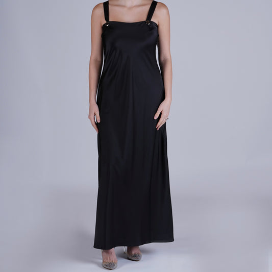 Black Pure Silk Breastfeeding Under-Dress (For Robes)