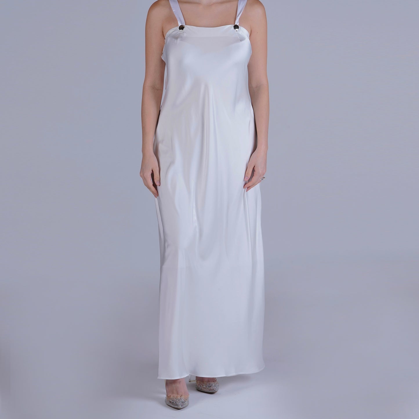 White Pure Silk Breastfeeding Under-Dress (For Robes)