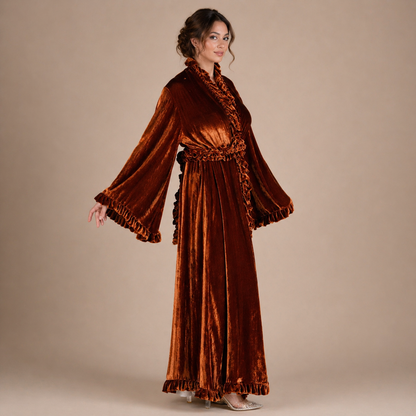 Copper Velvet Ruffle Robe