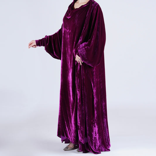 Handmade Purple Silk Velvet Robe