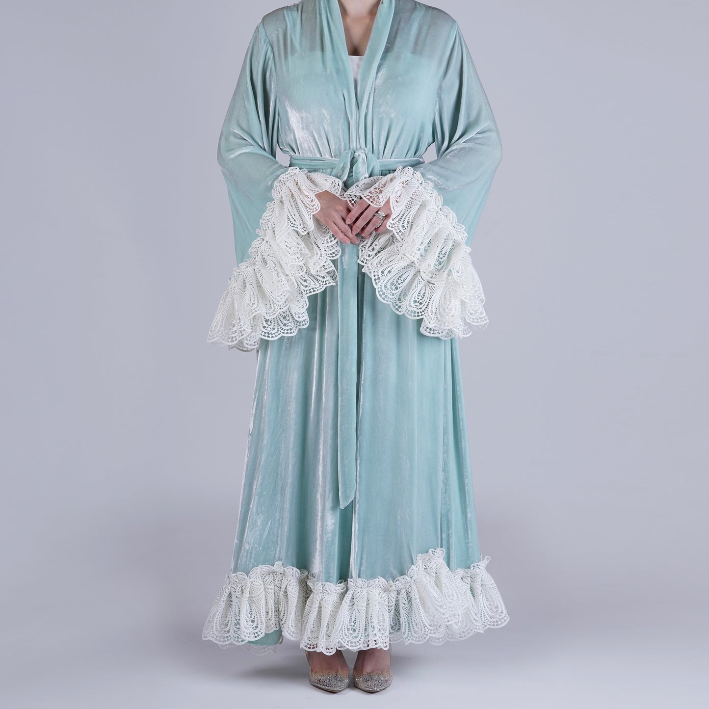 Handmade Light Green Silk Velvet Robe