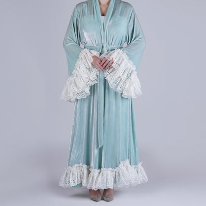 Handmade Light Green Silk Velvet Robe
