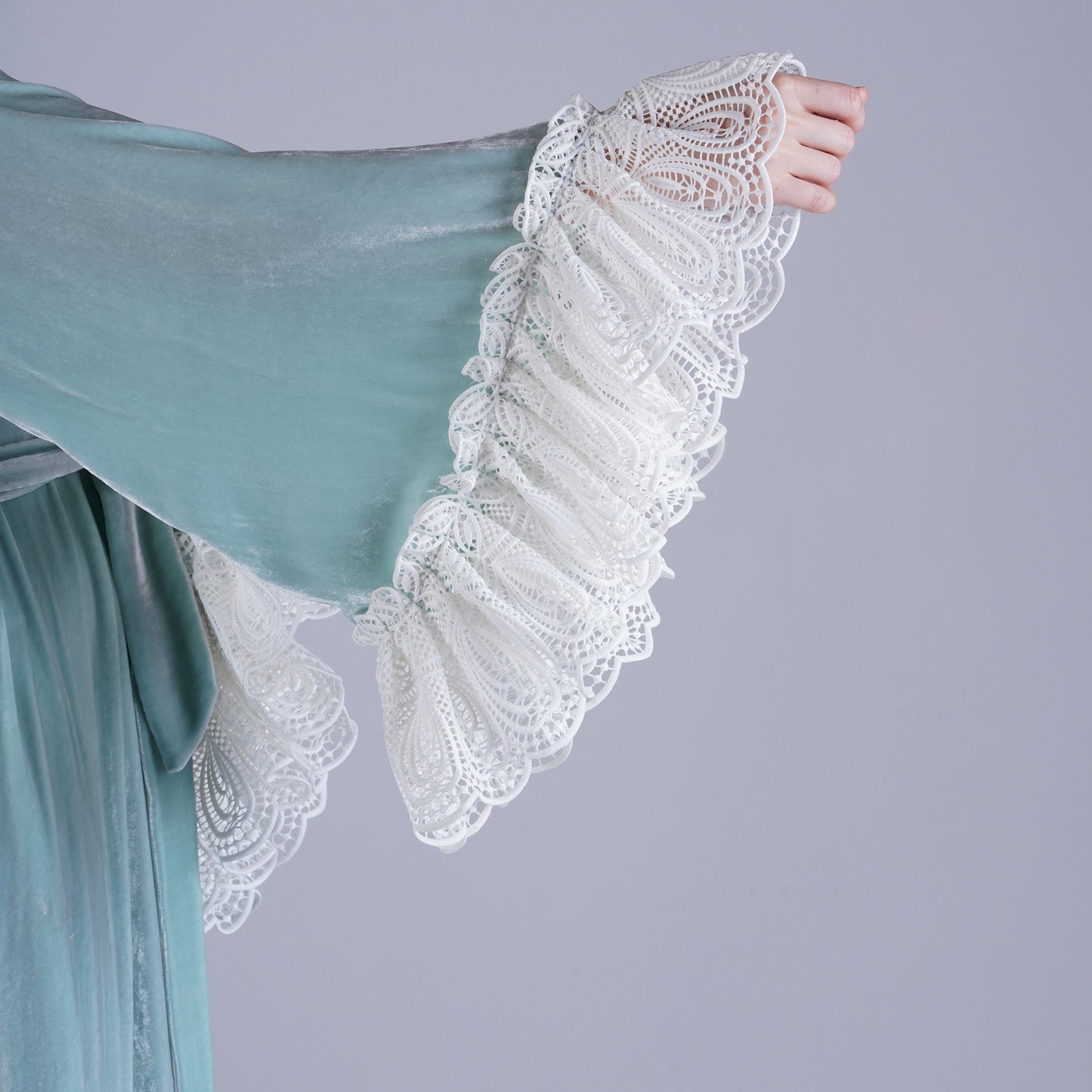 Handmade Light Green Silk Velvet Robe