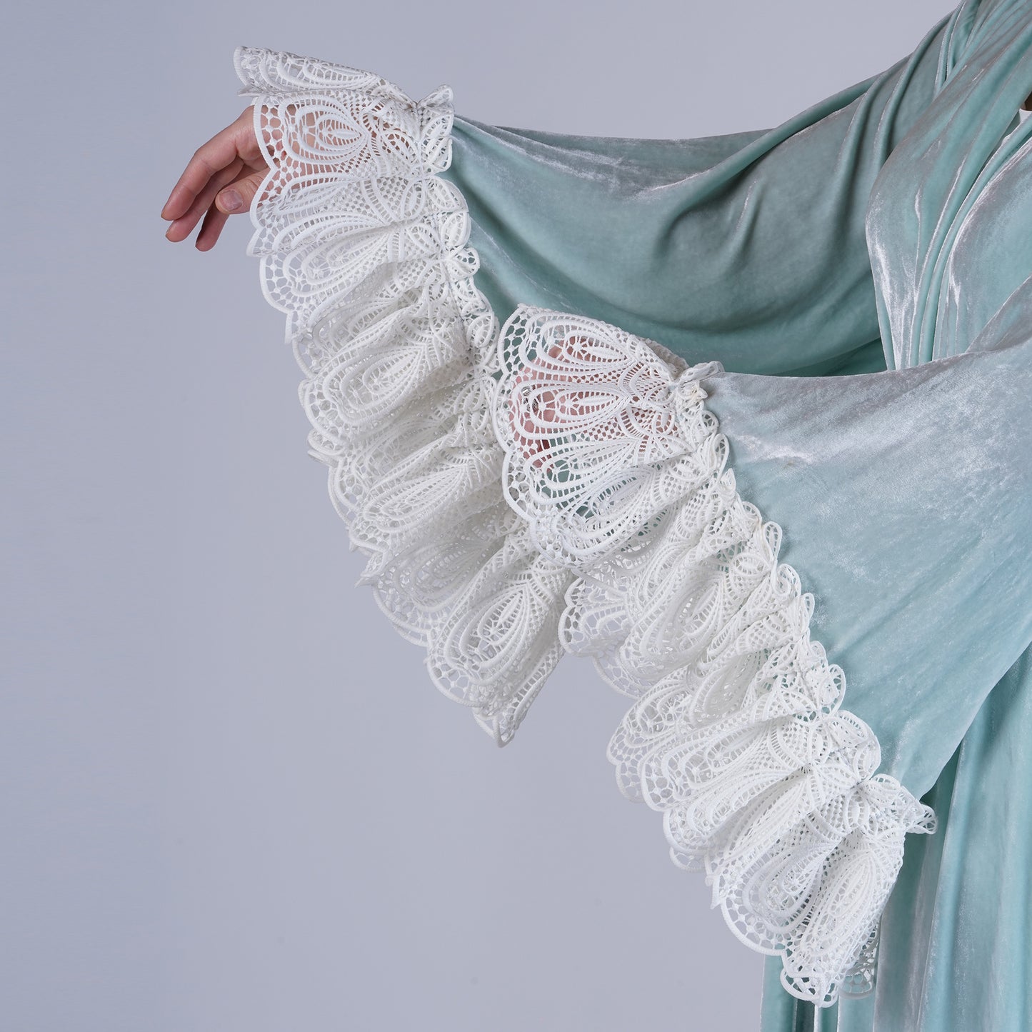 Handmade Light Green Silk Velvet Robe