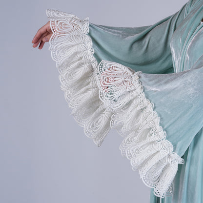 Handmade Light Green Silk Velvet Robe