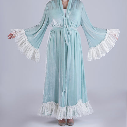 Handmade Light Green Silk Velvet Robe