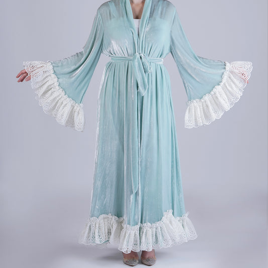 Handmade Light Green Silk Velvet Robe