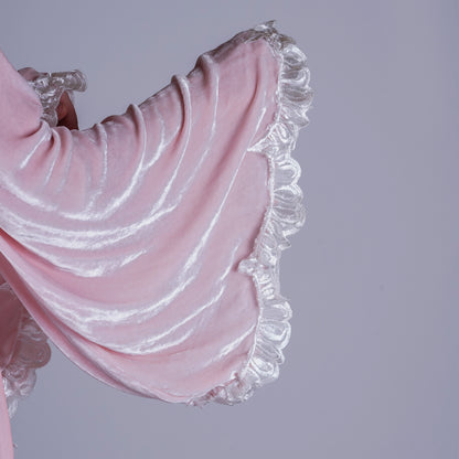 Handmade Pink Silk Velvet Robe with Wire Sleeves