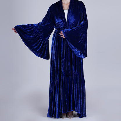 Handmade Navy Silk Velvet Robe