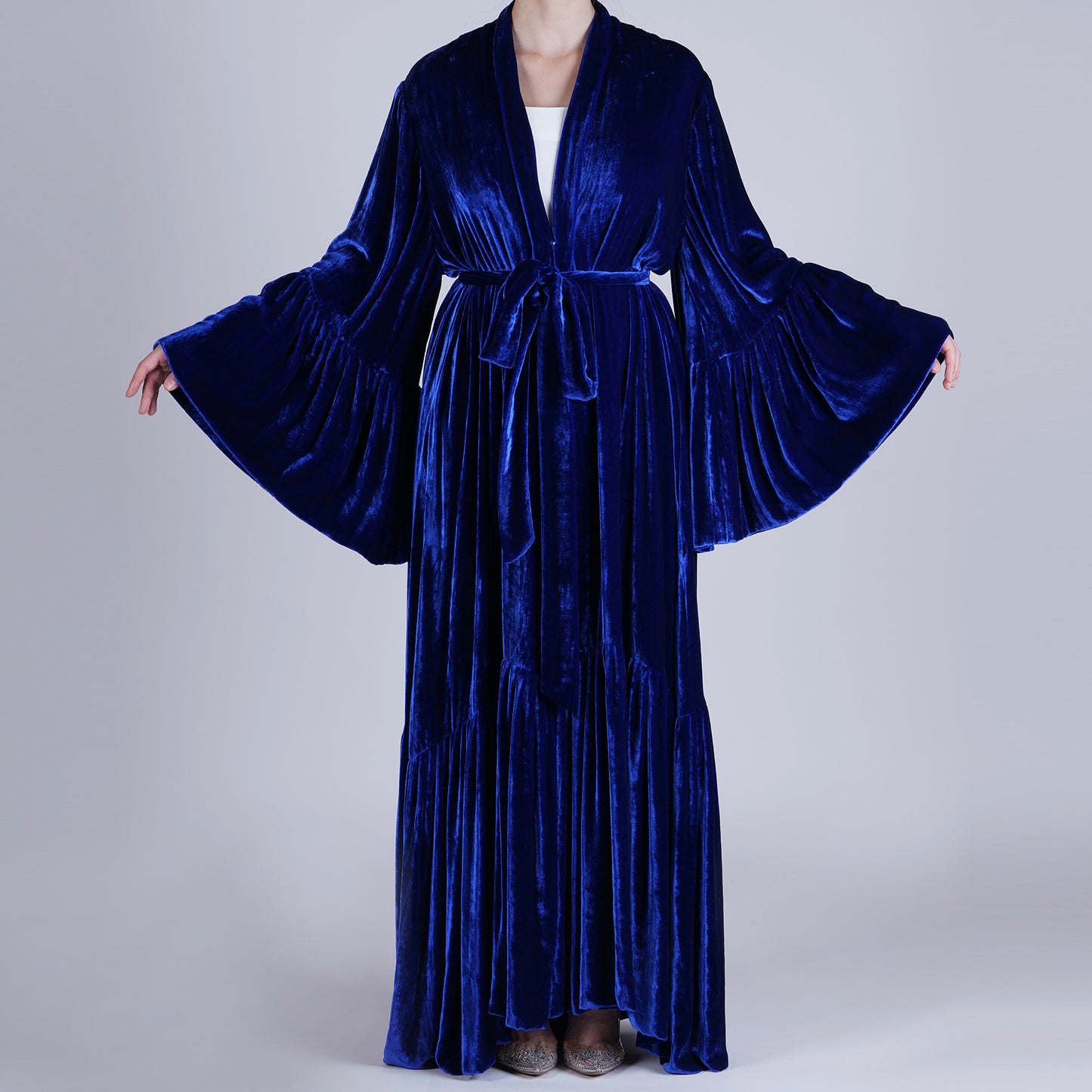 Handmade Navy Silk Velvet Robe