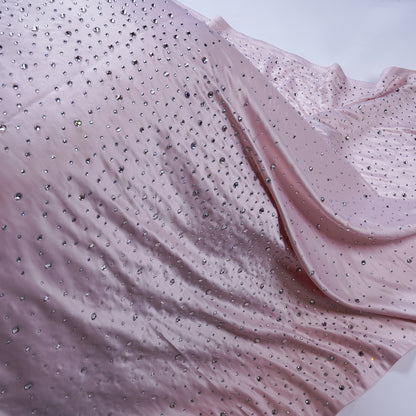 Crystal Pink Satin Bedcover with Hand-Set Crystals - For Rent