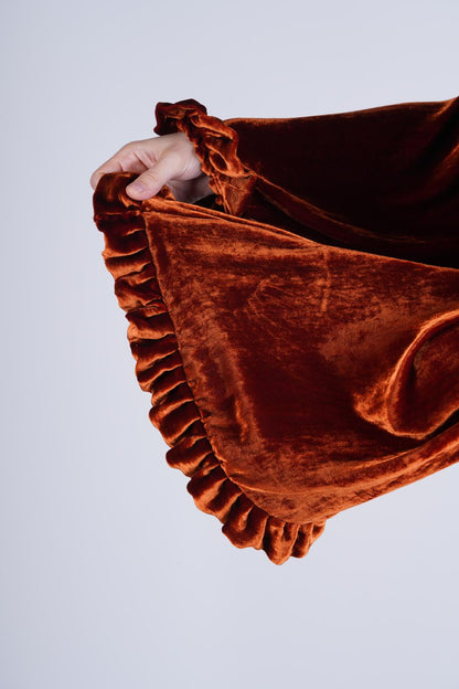 Copper Velvet Ruffle Robe
