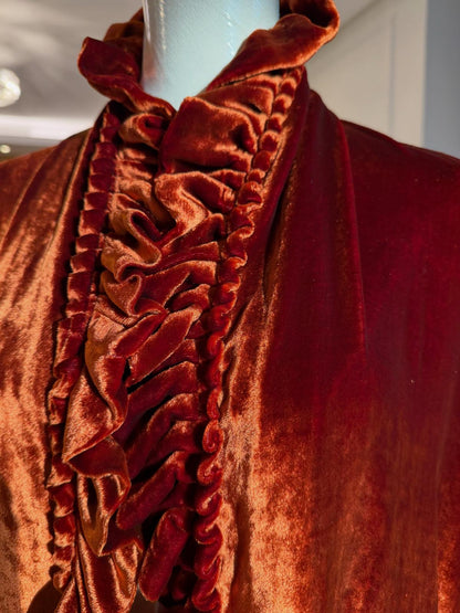 Copper Velvet Ruffle Robe